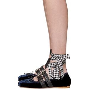🛑SOLD 🛑Miu Miu Ballerina Lace Up Velvet Flats